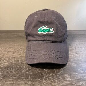 Unisex Lacoste gray cotton ball cap w/ green logo adjustable strap w/ buckle $24